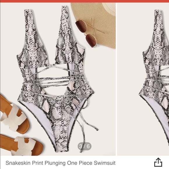 Snakeskin print one piece swimsuit - Picture 3 of 3